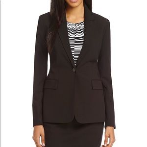 Black Sz. 8 Calvin Klein One-button Blazer